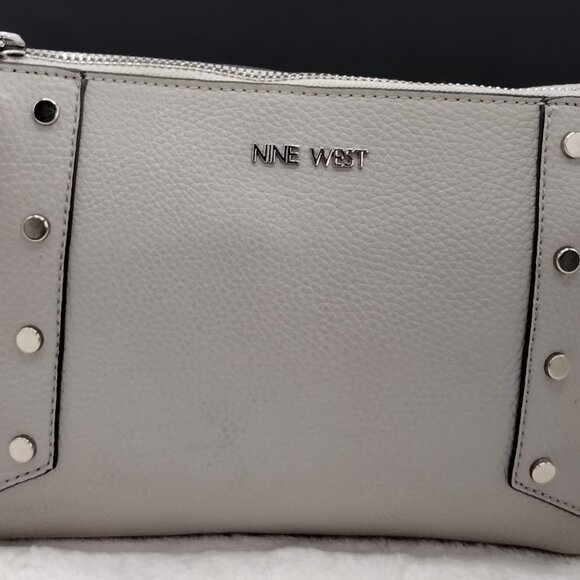Ninewest Handbags - “Nine West Grey Studded Crossbody Bag – Neutral Chic Everyday Purse”